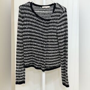 LOFT Black and White Textured Cardigan